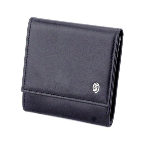 AUTH Cartier coin purse Wallet Pasha leather Black
